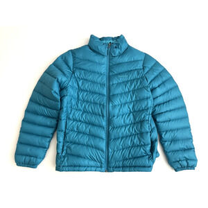 Marmot Jacket XL 700-Fill Down Turquoise Blue Quilted Full Zip Pockets Packable